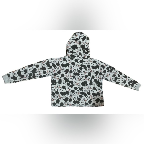 Disney Mickey Mouse Cropped Hoodie Sweatshirt Women's Size Medium Grey - Picture 5 of 16